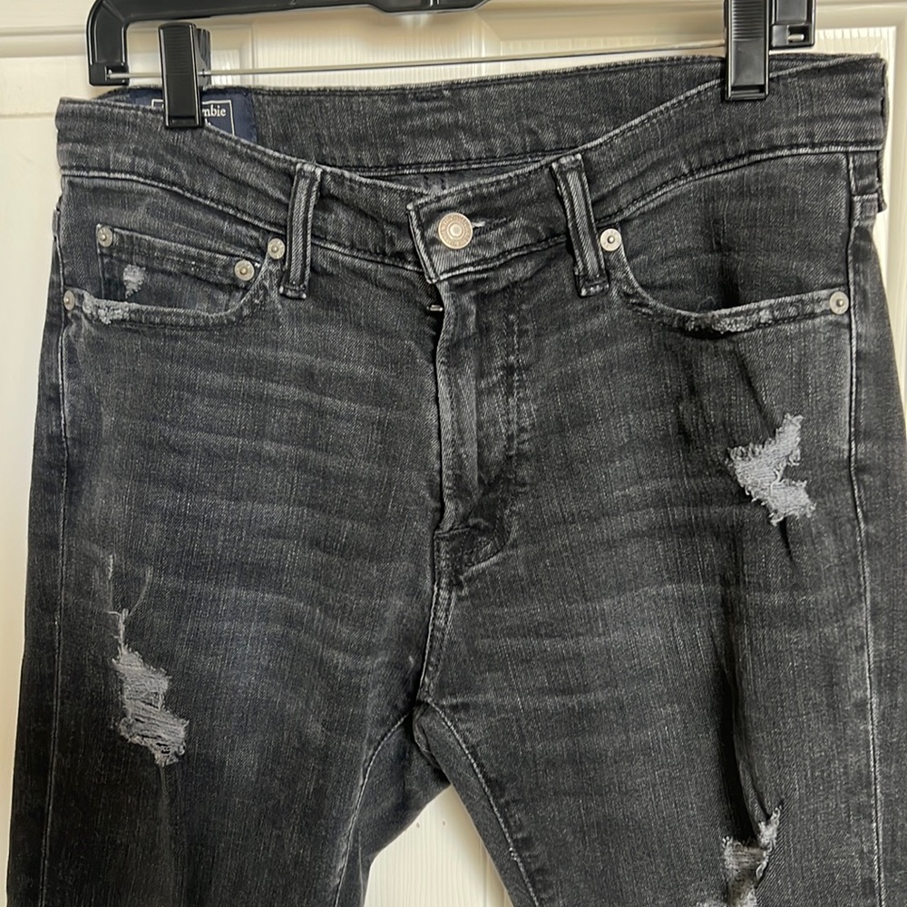 Abercrombie & Fitch black distressed Felix Super Slim Stretch jeans